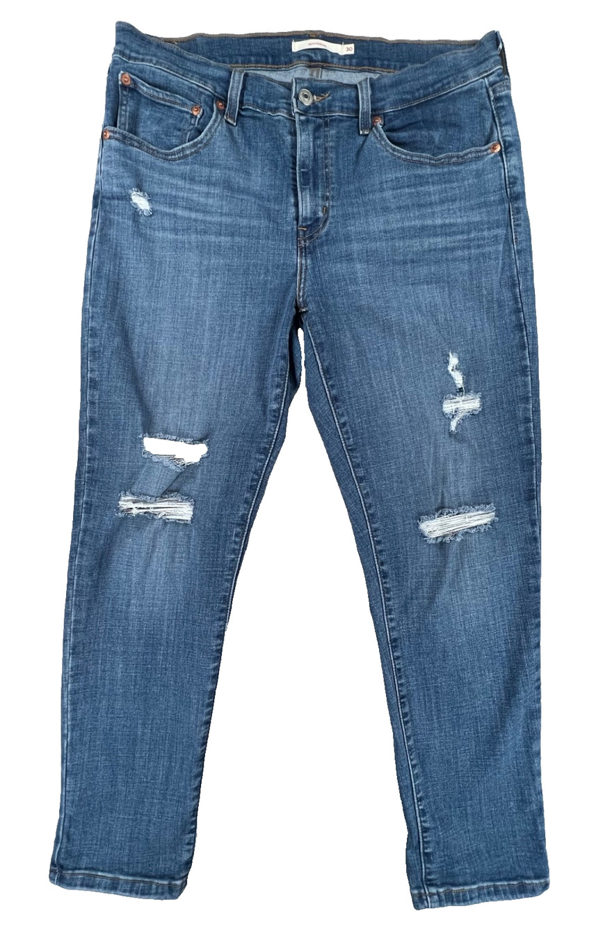 Levi's Mid-Rise Distressed Boyfriend Jeans (Size 30)